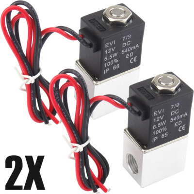 2PCS 1/4'' Fast Response Electric Solenoid Valve Air Water DC 12V Normally Closed