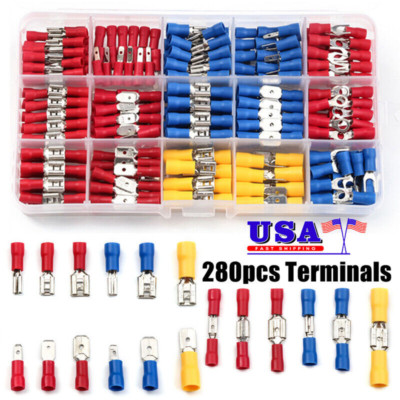 1200pcs Assorted Insulated Electrical Wire Terminals Crimp Connectors Spade Kit