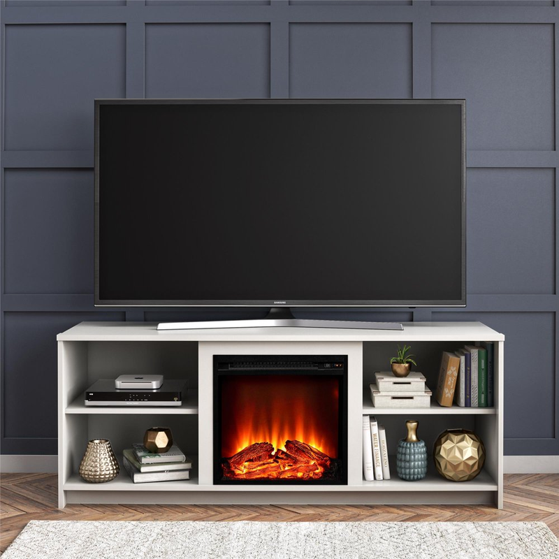 With Electric Fireplace, 400sq. Ft. Heating, Modern Media St