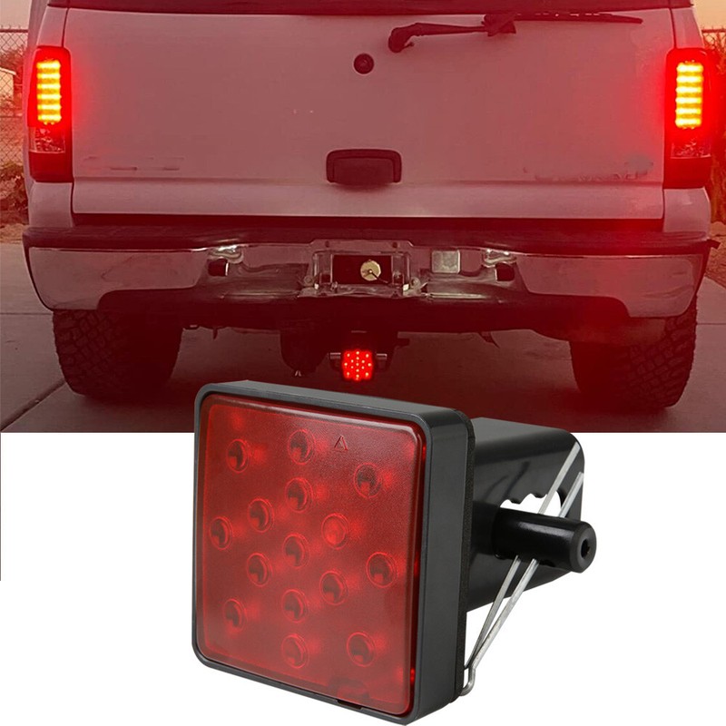 15-LED Brake Reverse Tail Light DRL Trailer Hitch Cover Fit 2
