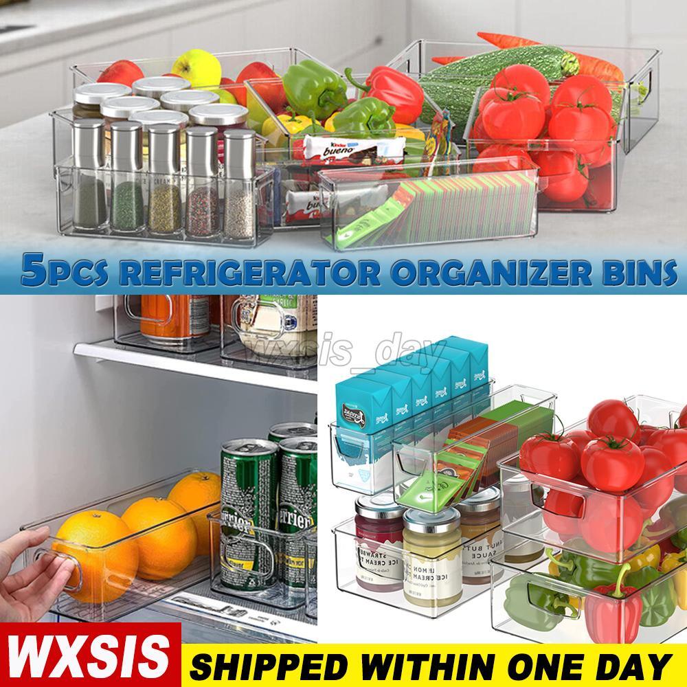 Refrigerator Organizer Bins 5pcs Clear Plastic Bins For Frid