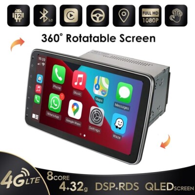 10.1'' Rotatable Double DIN Android 12 Carplay Car GPS Stereo Radio 4GB+32GB WIFI