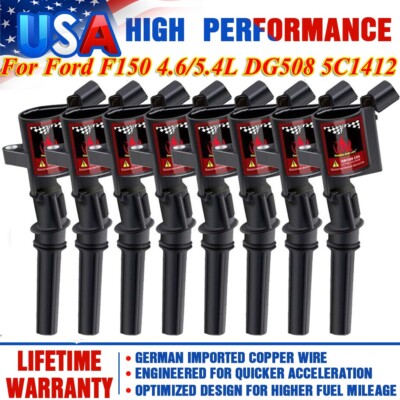 2000 2001 2002-2004 DG508 Ignition Coils 8 Pack For Ford F150 4.6/5.4L V8 Triton