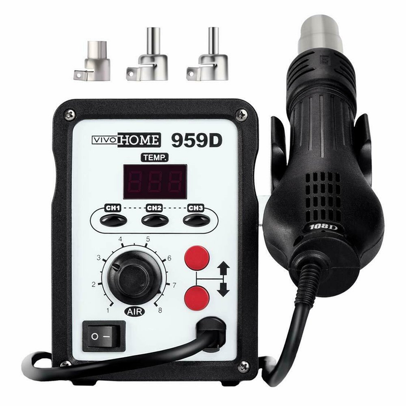 Rework Station Hot Air Heat Gun Desoldering with 3 Nozzles 110V, 100°C - 500°C