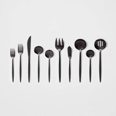 45pc Shapleigh Flatware Set Matte Black - Threshold