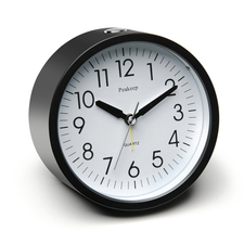 Peakeep 4 inch Round Silent Analog Alarm Clock Non Ticking, Gentle Wake