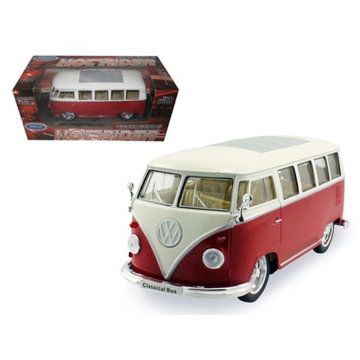 1962 Volkswagen Classical Bus Low Rider Red 1/24 Diecast Car Model by Welly 2209
