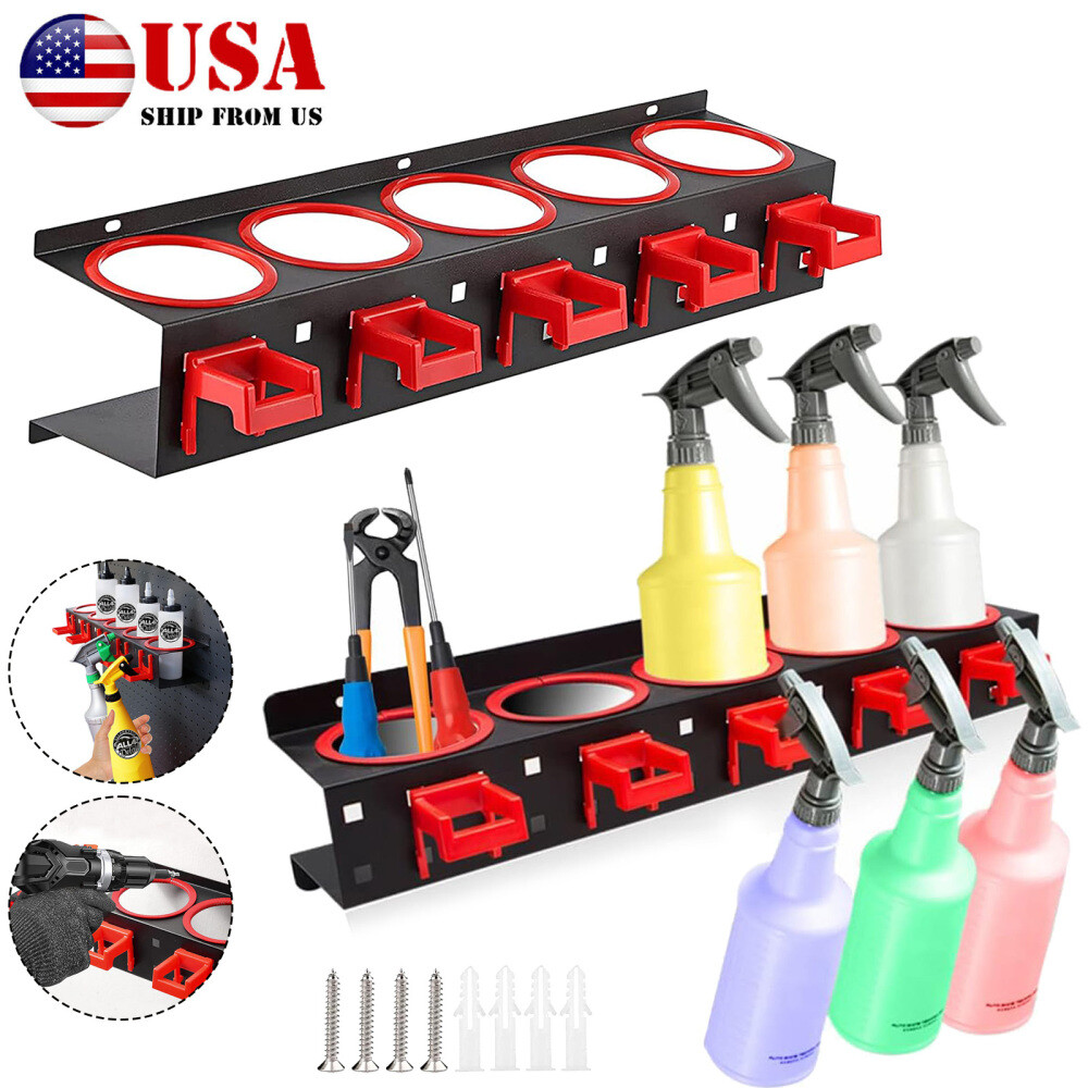 5 Hooks Spray Bottle Storage Holder Abrasive Wall Mounted Ra