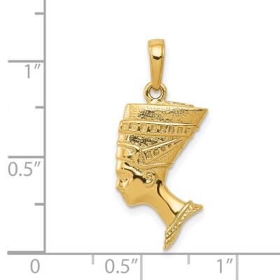 Pre-owned Superdealsforeverything Real 14kt Yellow Gold 3-d Nefertiti Pendant