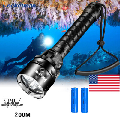 Powerful 3* LED Scuba Diving Flashlight Diver Light Underwater Torch Lamp