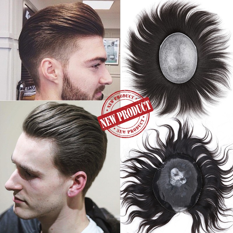Perücke 100% Echthaar Herren Toupet Human Hair Toupee Für Männer Haarteile Wigs