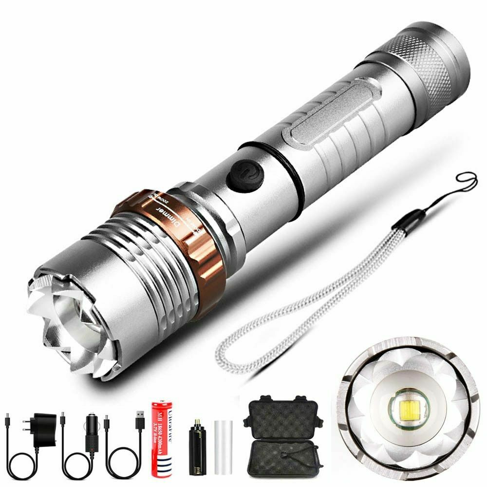 CREE XML-T6 Super Bright LED Flashlight Tactical Rechargeable Lighter Torch 