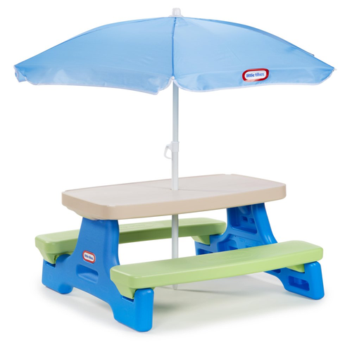 Little Tikes Easy Store Kids Picnic Table with Umbrella Kids Outdoor Furniture