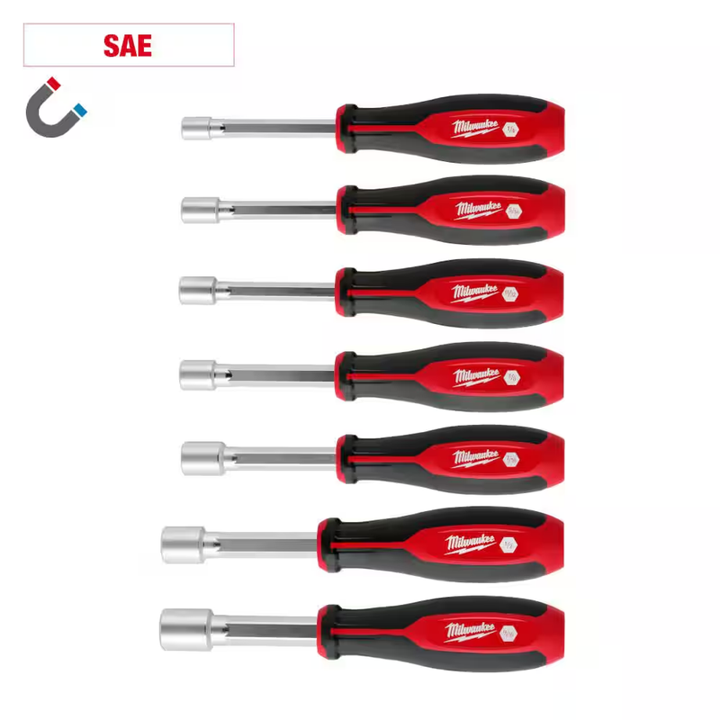 Milwaukee Nut Driver Set Magnetic Hollowcore SAE Nut Drivers 7 Piece Set