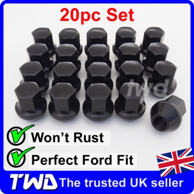 20x BLACK ALLOY WHEEL NUTS - FORD FOCUS MK1 MK2 MK3 MK4 ST RS M12x1.5 BOLT -20B