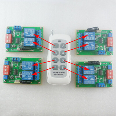 8 CH Multi-Function Design DC 12V RF ASK Wireless Remote Controller Delay Kits