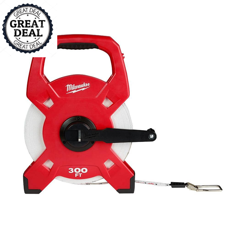 Milwaukee Fiberglass Open Reel Long Tape Measure Grime Guard Blade Wiper 300 Ft