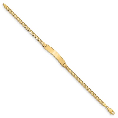 Pre-owned Superdealsforeverything Real 14kt Yellow Gold Flat Curb Link Id Chain Bracelet; 7 Inch; Lobster Clasp