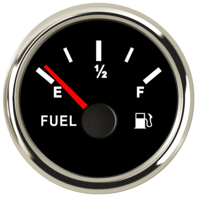 Fuel Level Gauge 52mm/2inch 90-0 ohms 9-32V Gas Gauge for Car Truck Marine Black