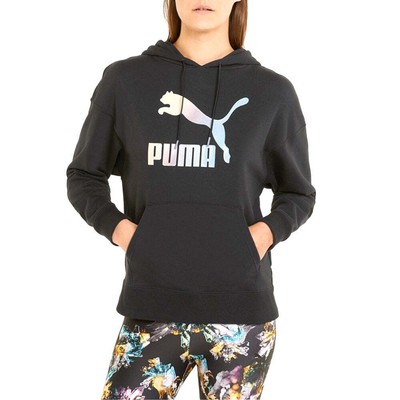

Puma Crystal Galaxy Graphic Pullover Hoodie Женская черная повседневная верхняя одежда 534695, Черный