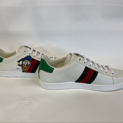 Pre-owned Gucci New Ace Disney Donald Duck Sneakers In Black