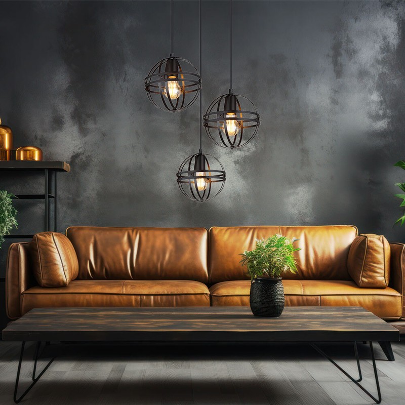 Suspensions Suspension Plafonnier LumiÃ¨Re Pour Salle Ã  Manger MÃ©Tal Noir D 47 Cm