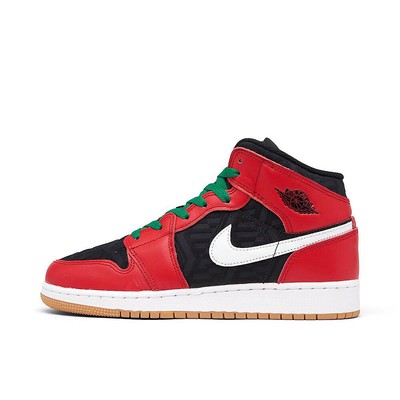 

Big Kids Jordan 1 Mid SE черный/огненный красно-бело-малахитовый (DQ8418 006), Black/fire red-white-malachite