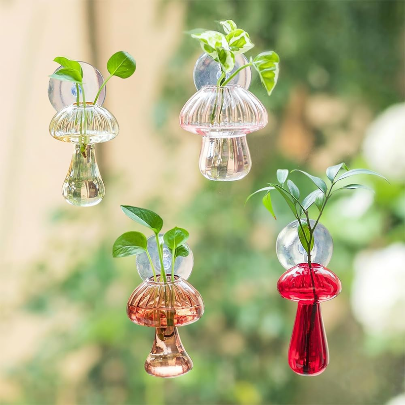 4Pcs Window Propagation Stations, Mushroom Plant Propagation Station with Suctio