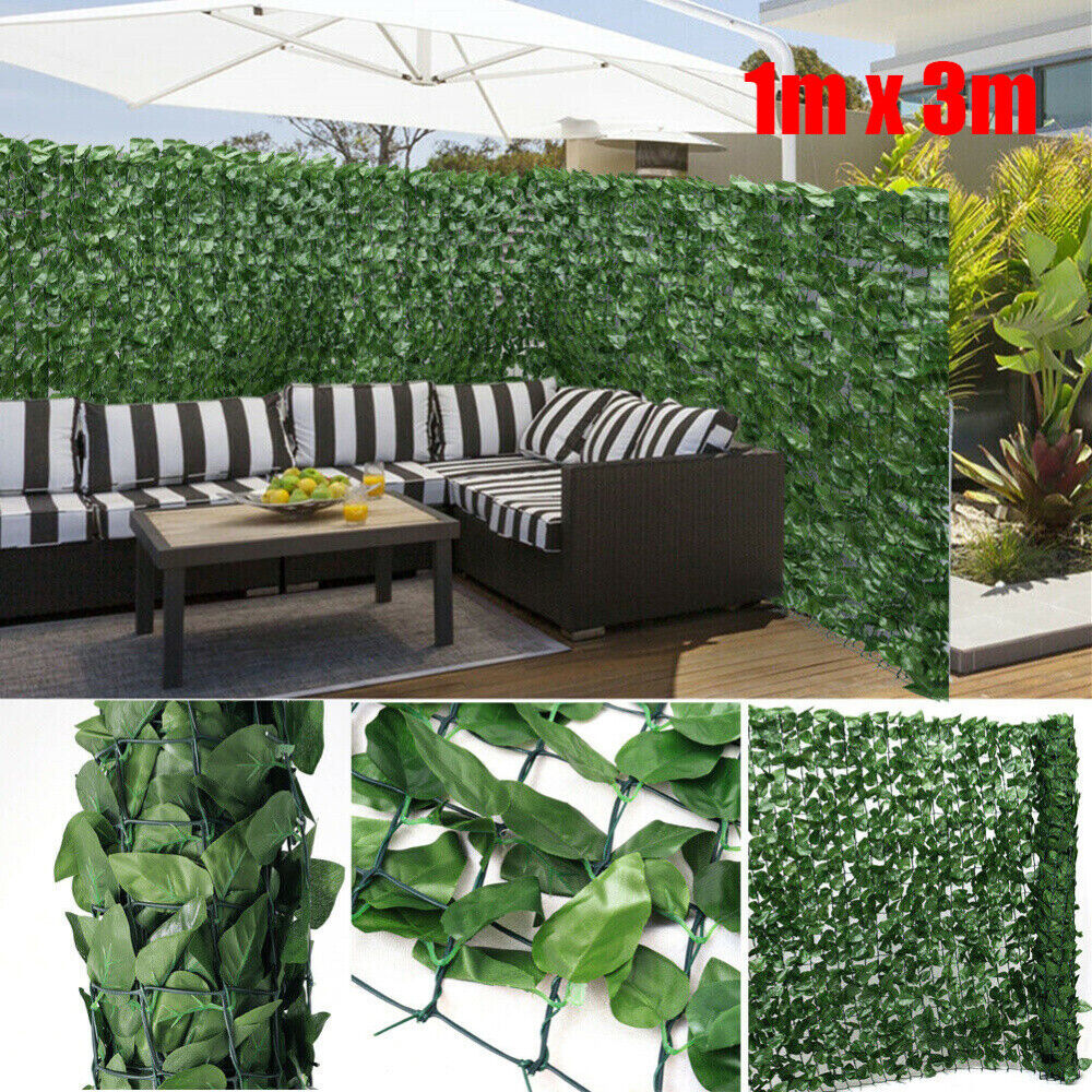 1m x 3m Artificial Ivy Leaf Hedge Privacy Screening Garden Fence Panel Roll
