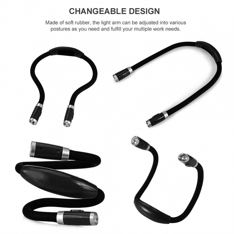 LEDGLE LED Book Light Rechargeable Hug Reading Lamp Hands Free 4 Beads, 3 Adjust