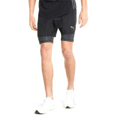 

Puma Run Fstr 2In1 5-дюймовые прозрачные тканые шорты M Мужские черные повседневные спортивные штаны 521, Черный, Puma Run Fstr 2In1 5" Sheer Woven Short M