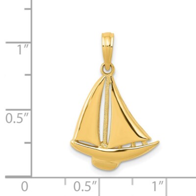 Pre-owned Superdealsforeverything Real 14kt Yellow Gold Sailboat Pendant
