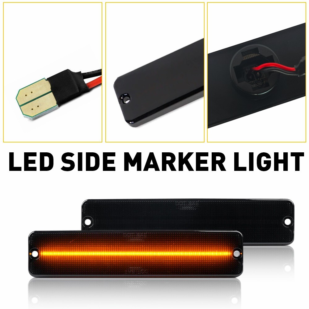 Smoked LED Side Marker Lights For Jeep Wrangler YJ 1987-1995 Smoked LED Side Marker Lights For Jeep Wrangler YJ 1987-1995