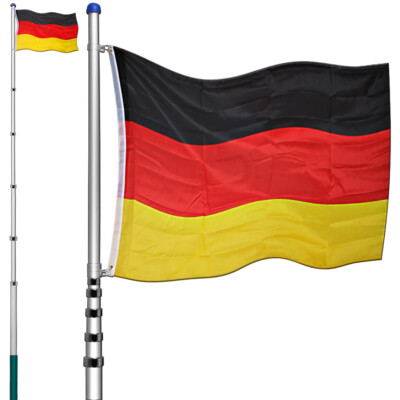 Fahnenmast Alu Teleskop 6,30m Fahnenstange Deutschlandfahne Flaggenmast Mast