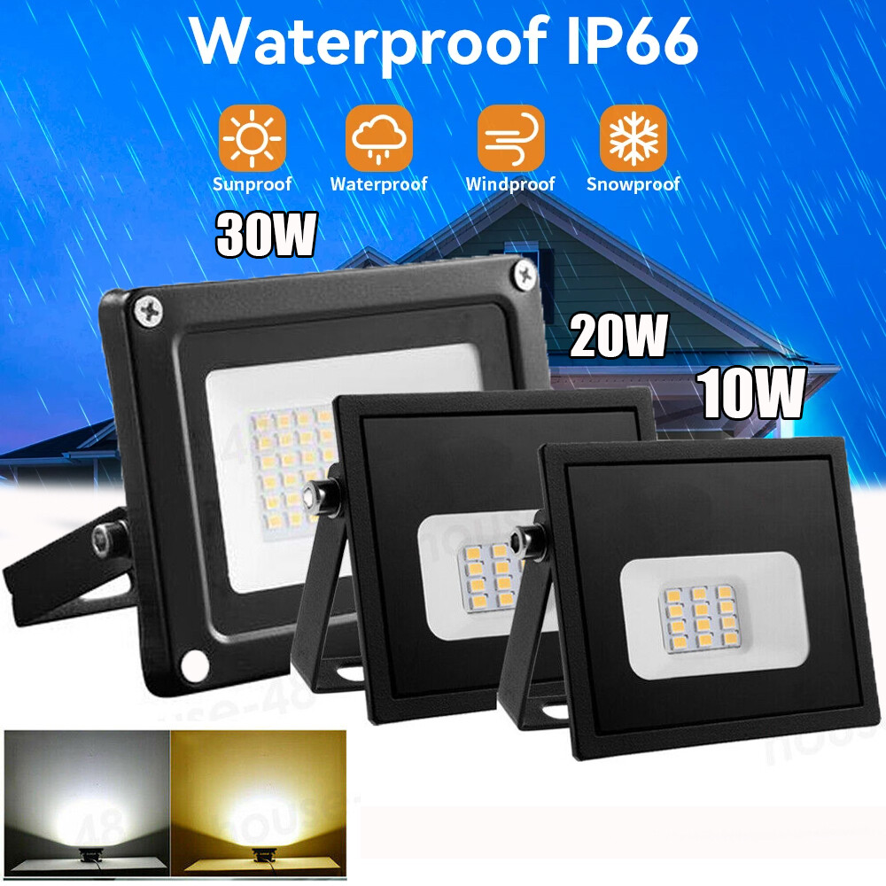 LED Flood Light 12V 10W 20W 30W Spotlight Security Yard Garden Outdoor Lamp IP65