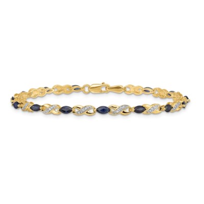 Pre-owned Superdealsforeverything Real 14kt Yellow Gold Diamond And Sapphire Infinity Chain Bracelet; 7 Inch