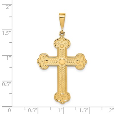 Pre-owned Superdealsforeverything Real 14kt Yellow Gold Budded Cross Pendant