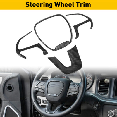 Carbon Fiber Steering Wheel Trim Cover for 15+ Dodge Challenger,Charger,Durango