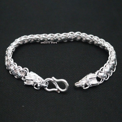 アクセサリー dragon Pure S999 Fine Silver 999 Men Women Lucky Dragon Oblong