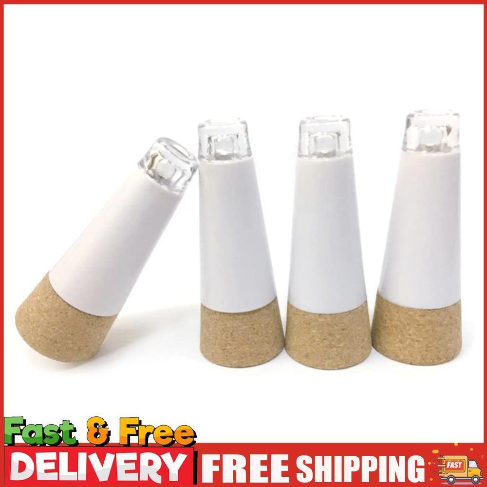 4pcs LED USB Rechargeable Shiny Bottle Cork Stopper Cap Lamp (Pure White)