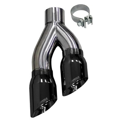 Corsa 14031BLK - Pro-Series 304 SS Side Swept Round Angle Cut Clamp-On Dual