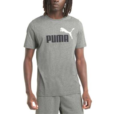

Puma Ess 2 Col Logo Футболка с круглым вырезом и короткими рукавами Большой высокий мужской серый повседневный топ, Grey, Puma Ess 2 Col Logo Crew Neck Short Sleeve T-Shirt Big Tall