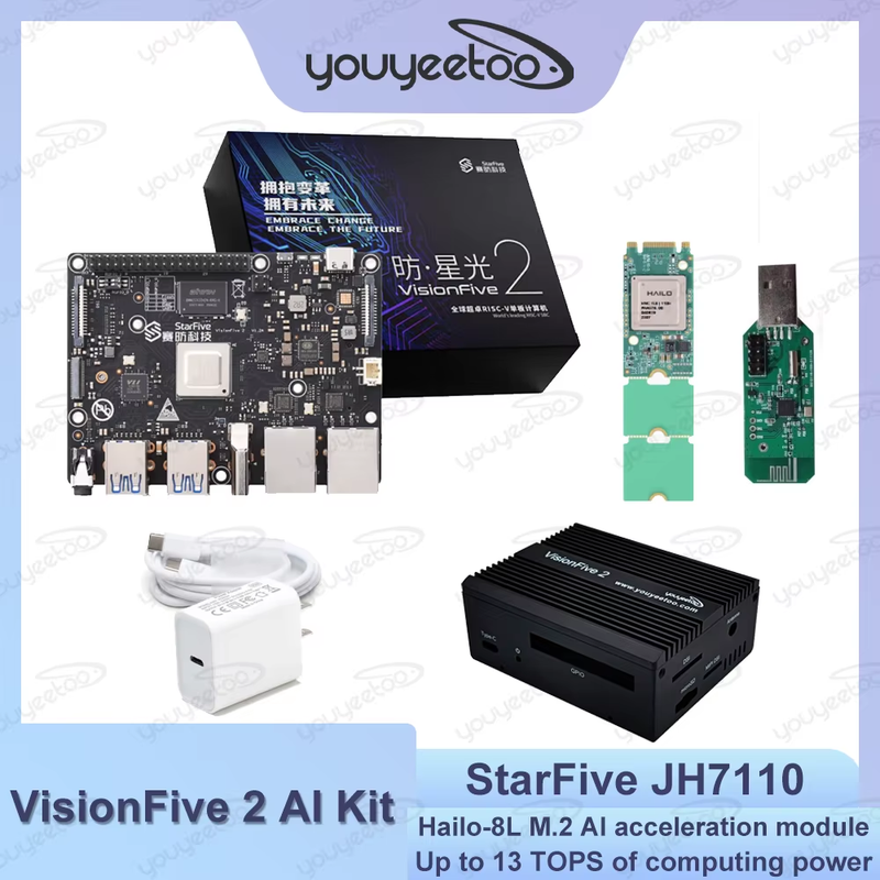 Visionfive2 Hailo 13TOPS AI Kit StarFive JH7110 Risc-V Single Board Computer 2x