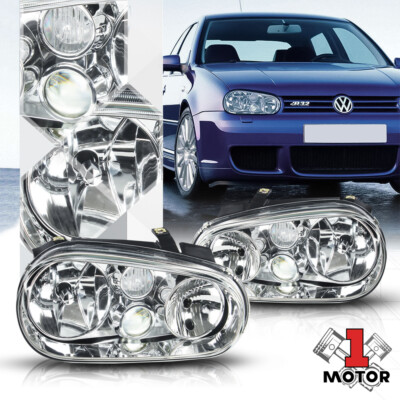 Chrome Housing Clear Lens Headlight Projector Fog Lamp for 99-06 VW Golf MK4 IV
