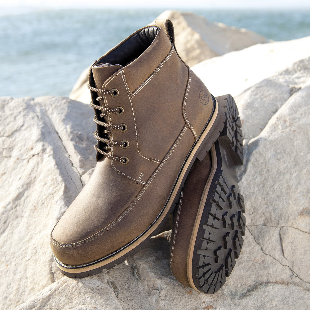 Samuel Windsor Mens Shoes Boots Brown Leather Lace Up Rubber Sole UK Sizes 5-14
