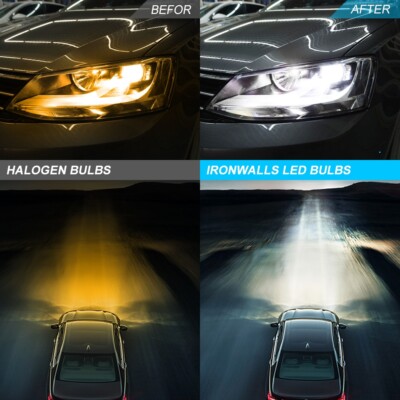 6-side H7 LED Headlight Bulb Conversion Kit High Low Beam Lamp 6000K Super White