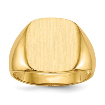 Pre-owned Superdealsforeverything Real 14kt Yellow Gold 14.0x13.5mm Open Back Mens Signet Ring S:10