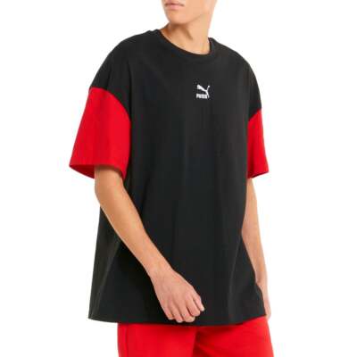 

Puma Classics Block Crew Neck Футболка с коротким рукавом Мужские черные повседневные топы 534603, Черный, Puma Classics Block Crew Neck Short Sleeve T-Shirt