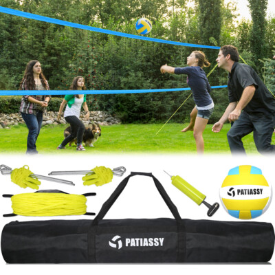 Outdoor Portable Volleyball Net Set Quick Setup Adjustable Height Steel Pole Bag