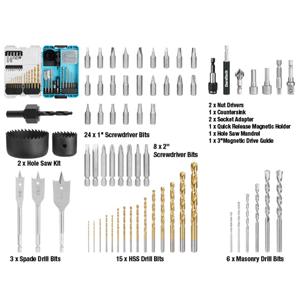 DURATECH 66PCS Impact Drill Bit Screwdriver Bit Sets Drill Driver Bit with Case